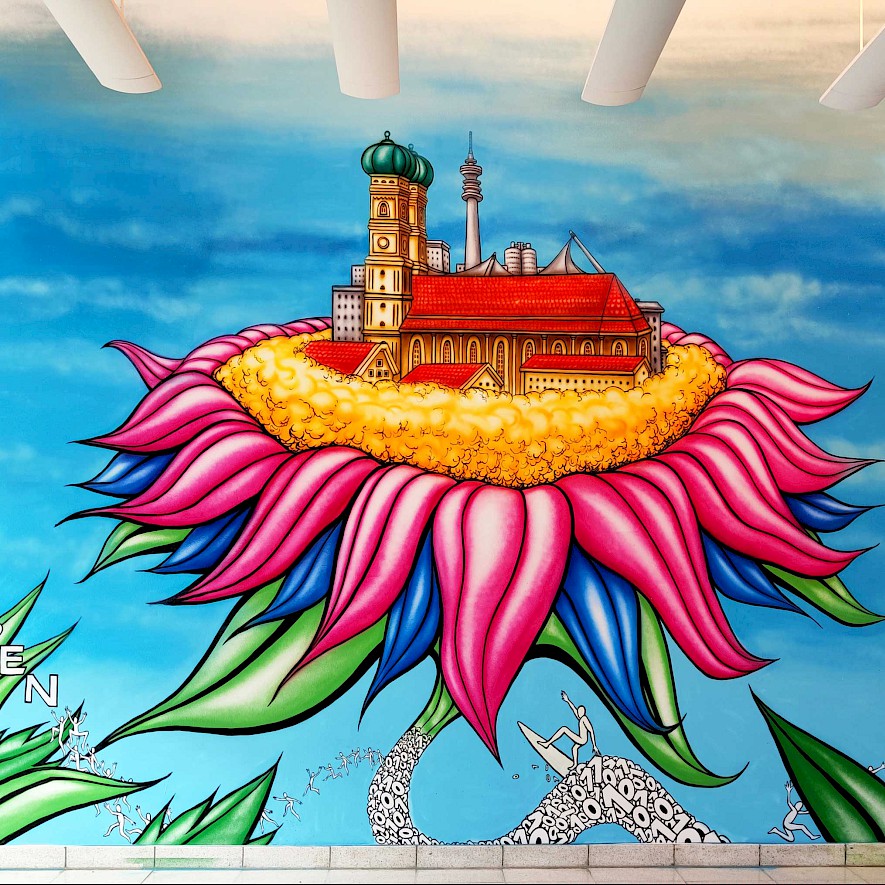 Ausschnit aus dem Werk "Salzstadt (München)" von Martin Blumöhr im Foyer der Telekom an der Marsstraße. Ausschnit aus dem Werk "Salzstadt (München)" von Martin Blumöhr im Foyer der Telekom an der Marsstraße.