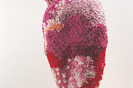 Michael von Brentano, As if you knew everything, 2004, Silk flowers on a metal framework 140 x 64 x 48 cm